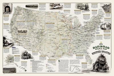 Railroad Legacy Map of the United States Map [poster size and tubed] - National Geographic Maps