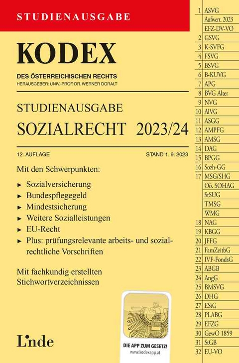 KODEX Studienausgabe Sozialrecht 2023/24 - Elisabeth Brameshuber