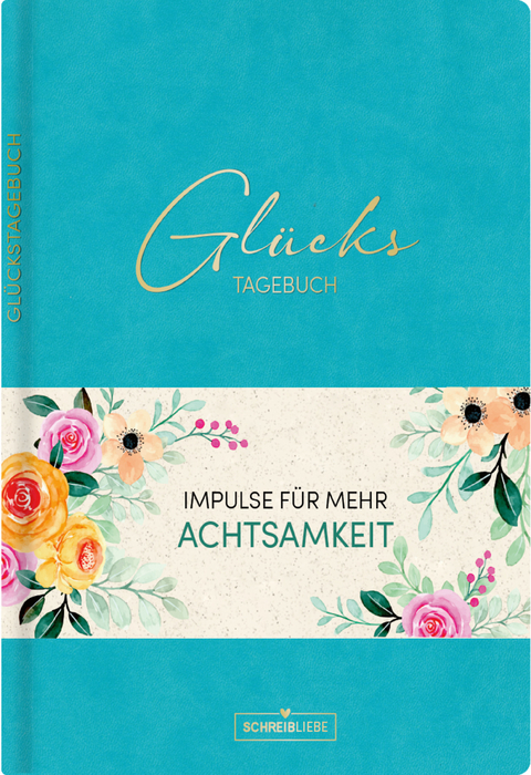 Gl&uuml;ckstagebuch Soft Touch Aquamarin, vegan - 