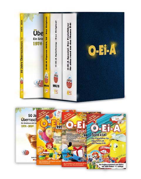 Das O-Ei-A 3er Bundle 2024/25 - Die Jubil&auml;umsausgabe! &ndash; O-Ei-A Figuren, O-Ei-A Spielzeug und O-Ei-A Spezial sowie das Buch &bdquo;50 Jahre &Uuml;berraschungs-Ei&ldquo; - Andr&eacute; Feiler