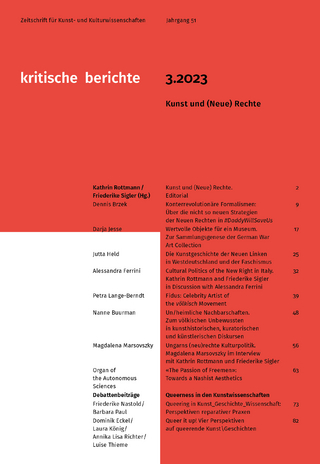 Kritische Berichte : Zeitschrift für Kunst- und Kulturwissenschaften / Jahrgang 51, Heft 3.2023