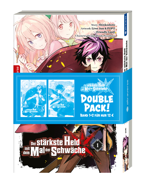Der st&auml;rkste Held mit dem Mal der Schw&auml;che Double Pack 01 & 02 -  Shinkoshoto, Huuka Kazabana,  Friendly Land
