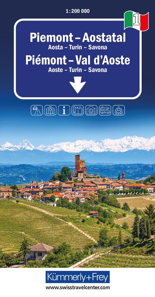 Kümmerly+Frey Regional-Strassenkarte 1 Piemont, Aostatal 1:200.000