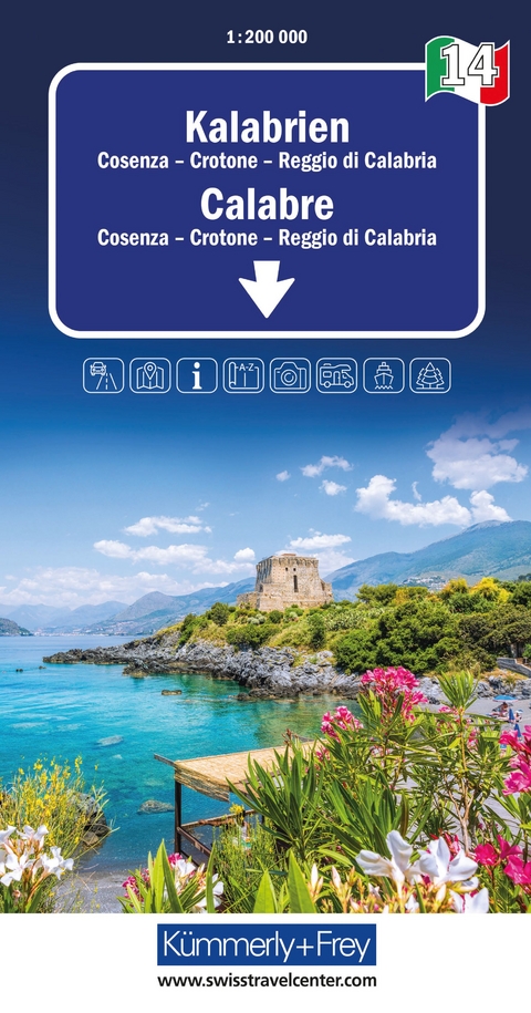 K&uuml;mmerly+Frey Regional-Strassenkarte 14 Kalabrien 1:200.000