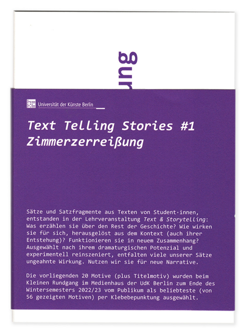 Text Telling Stories #1. Zimmerzerreißung - Sonja Knecht