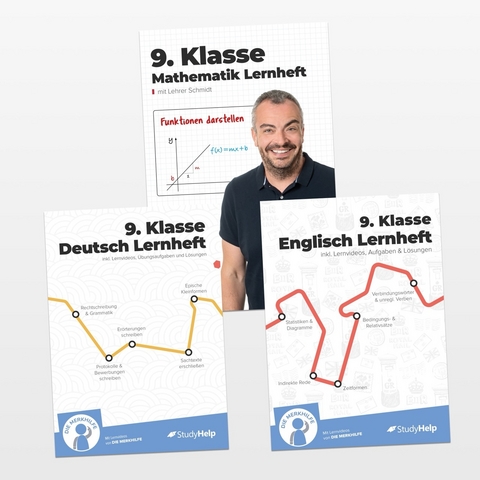 9. Klasse Hauptfächer Set komplett (Mathe, Deutsch, Englisch) / Lernheft, Übungsheft / Rechnen, Rechtschreibung, Übungen, Grammatik