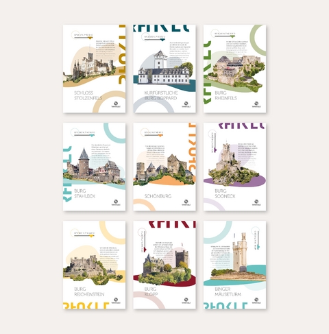 Postkarten-Set linksrheinische Burgen und Schl&ouml;ssern am Mittelrhein