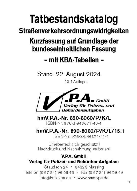 Grundwerk - Kurzfassung auf Grundlage der bundeseinh. Fassung mit KBA-Tabellen, Loseblatt-Ausgabe - 