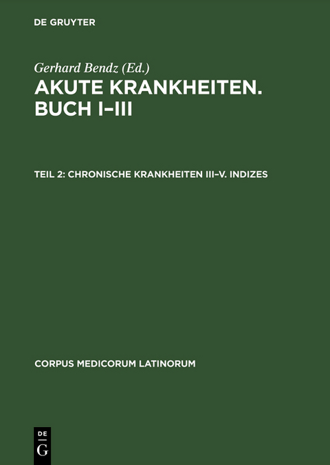 Chronische Krankheiten III&ndash;V. Indizes - 