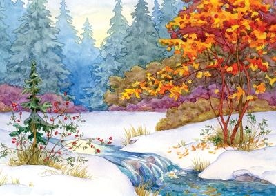 Winter Tapestry Deluxe Boxed Holiday Cards (20 Cards, 21 Self-Sealing Envelopes) - 