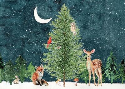 Moonlit Forest Friends Deluxe Boxed Holiday Cards (20 Cards, 21 Self-Sealing Envelopes) - 