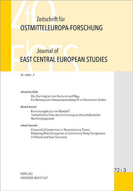 Zeitschrift f&uuml;r Ostmitteleuropa-Forschung (ZfO) 72/3 / Journal of East Central European Studies (JECES) 72/3 - 