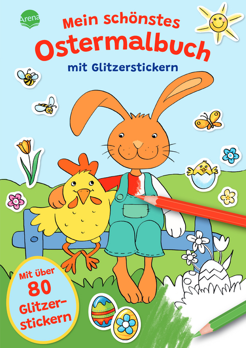 Mein sch&ouml;nstes Ostermalbuch mit Glitzerstickern (Mit &uuml;ber 80 Glitzerstickern) - Silke Reimers