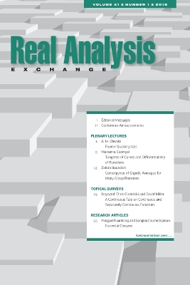 Real Analysis Exchange 41, No. 1