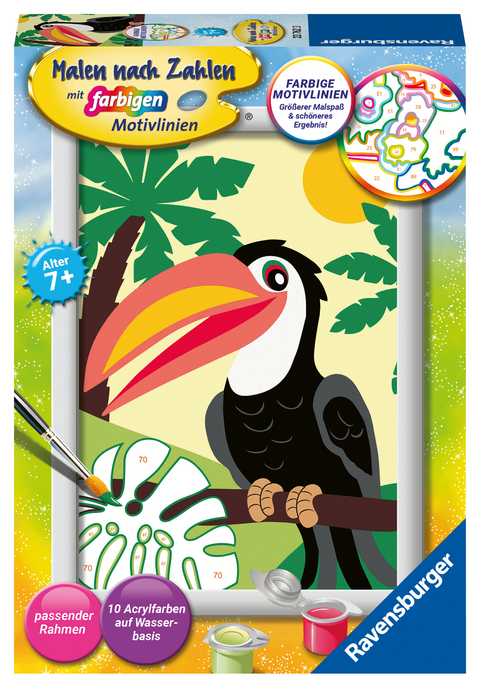 CreArt, Malen nach Zahlen Kinder - Tukan im Dschungel