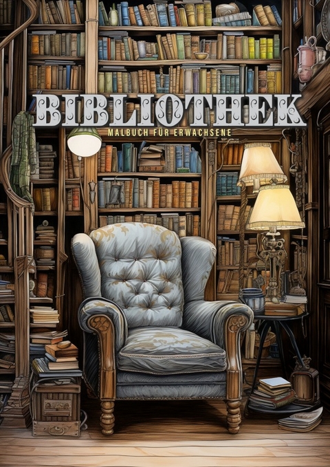 Bibliothek Malbuch f&uuml;r Erwachsene - Monsoon Publishing, Musterst&uuml;ck Grafik