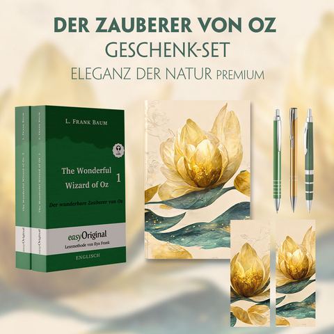 Der Zauberer von Oz Geschenkset - 2 B&uuml;cher (mit Audio-Online) + Eleganz der Natur Schreibset Premium - L. Frank Baum