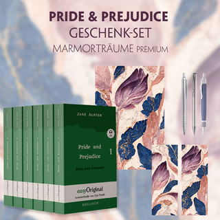 Stolz und Vorurteil Geschenkset - 6 Bücher (Hardcover + Audio-Online) + Marmorträume Schreibset Premium