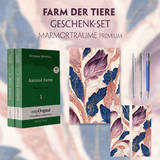 Farm der Tiere Geschenkset - 2 Teile (Buch + Audio-Online) + Marmortr&auml;ume Schreibset Premium - George Orwell