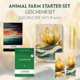 Animal Farm Starter-Paket Geschenkset 2 B&uuml;cher (mit Audio-Online) + Eleganz der Natur Schreibset Basics - George Orwell