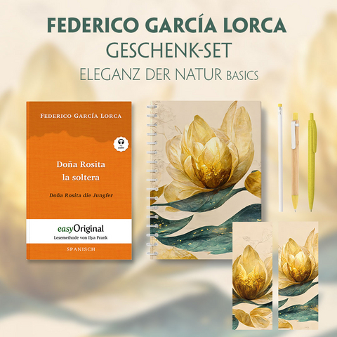 Do&ntilde;a Rosita la soltera Geschenkset (Buch mit Audio-Online) + Eleganz der Natur Schreibset Basics - Federico Garc&iacute;a Lorca