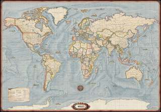 Weltkarte: Aktuelle Karte in historischem Stil, 1:20.000.000, Poster, freytag & berndt