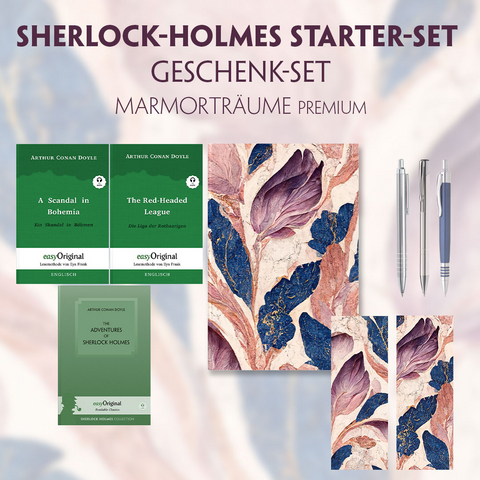 The Adventures of Sherlock Holmes Starter-Paket Geschenkset (mit Audio-Online) + Marmortr&auml;ume Schreibset Premium - Arthur Conan Doyle