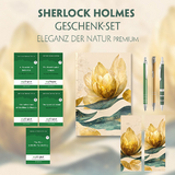 Sherlock Holmes Geschenkset - 5 B&uuml;cher (mit Audio-Online) + Eleganz der Natur Schreibset Premium - Arthur Conan Doyle