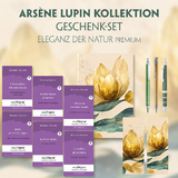 Ars&egrave;ne Lupin Geschenkset - 6 B&uuml;cher (mit Audio-Online) + Eleganz der Natur Schreibset Premium - Maurice Leblanc