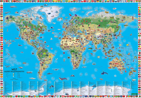 Weltkarte f&uuml;r Kinder, 1:22.000.000, Poster, freytag & berndt