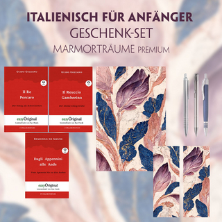 Italienisch für Anfänger Geschenkset - 3 Bücher (mit Audio-Online) + Marmorträume Schreibset Premium