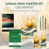 Animal Farm Starter-Paket Geschenkset 2 B&uuml;cher (mit Audio-Online) + Eleganz der Natur Schreibset Premium - George Orwell
