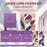 Ars&egrave;ne Lupin Starter-Paket Geschenkset - 4 B&uuml;cher (mit Audio-Online) + Marmortr&auml;ume Schreibset Premium - Maurice Leblanc