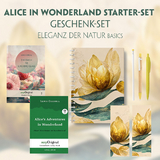 Alice im Wunderland Starter-Paket Geschenkset - 2 B&uuml;cher (mit Audio-Online) + Eleganz der Natur Schreibset Basics - Lewis Carroll