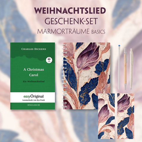Ein Weihnachtslied Geschenkset (Softcover + Audio-Online) + Marmortr&auml;ume Schreibset Basics - Charles Dickens