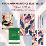 Pride and Prejudice Starter-Paket Geschenkset 2 B&uuml;cher (mit Audio-Online) + Marmortr&auml;ume Schreibset Premium - Jane Austen