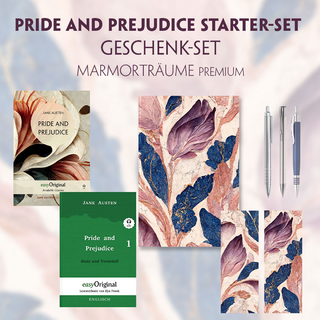 Pride and Prejudice Starter-Paket Geschenkset 2 Bücher (mit Audio-Online) + Marmorträume Schreibset Premium