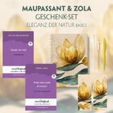 Guy de Maupassant & &Eacute;mile Zola Geschenkset - 2 B&uuml;cher (mit Audio-Online) + Eleganz der Natur Schreibset Basics - Guy de Maupassant, &Eacute;mile Zola