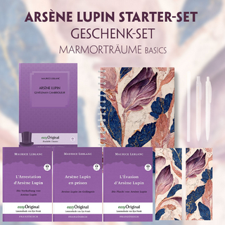 Arsène Lupin Starter-Paket Geschenkset - 4 Bücher (mit Audio-Online) + Marmorträume Schreibset Basics