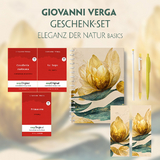 Giovanni Verga Geschenkset - 3 B&uuml;cher (mit Audio-Online) + Eleganz der Natur Schreibset Basics - Giovanni Verga