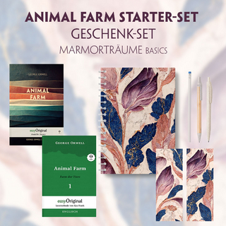 Animal Farm Starter-Paket Geschenkset 2 Bücher (mit Audio-Online) + Marmorträume Schreibset Premium