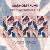 Marmortr&auml;ume - 3er Vorteilspack - Premium Hardcover-Notizbuch A5 Soft Touch, liniert. Violett-blaue Marmorillusion mit schimmernden goldenen Details