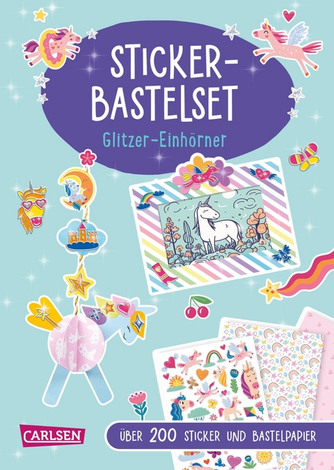 Bastelset für Kinder: Sticker-Bastelset: Glitzer-Einhörner - Anton Poitier
