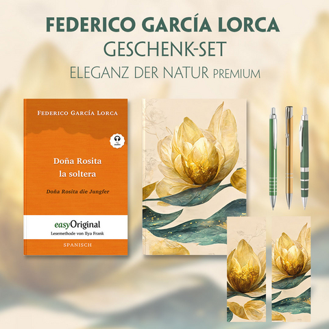 Do&ntilde;a Rosita la soltera Geschenkset (Buch mit Audio-Online) + Eleganz der Natur Schreibset Premium - Federico Garc&iacute;a Lorca