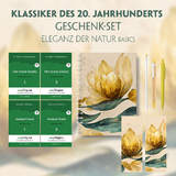 Klassiker des 20. Jahrhunderts Geschenkset - 4 B&uuml;cher (mit Audio-Online) + Eleganz der Natur Schreibset Basics - F. Scott Fitzgerald, George Orwell