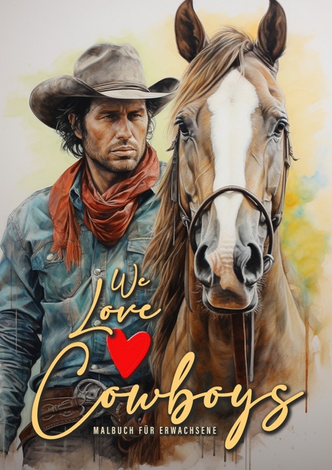 We love Cowboys Malbuch f&uuml;r Erwachsene - Monsoon Publishing, Musterst&uuml;ck Grafik