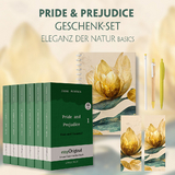Stolz und Vorurteil Geschenkset - 6 B&uuml;cher (Softcover + Audio-Online) + Eleganz der Natur Schreibset Basics - Jane Austen