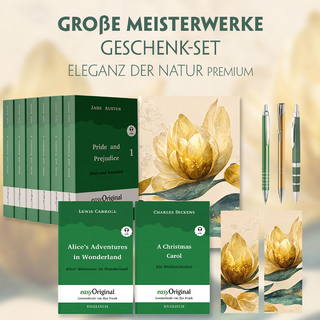 Große Meisterwerke Geschenkset - 8 Bücher (Softcover+ Audio-Online) + Eleganz der Natur Schreibset Premium