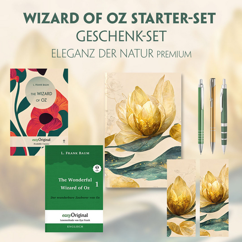 The Wonderful Wizard of Oz Starter-Paket Geschenkset 2 B&uuml;cher (mit Audio-Online) + Eleganz der Natur Schreibset Premium - L. Frank Baum