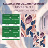 Klassiker des 20. Jahrhunderts Geschenkset - 4 B&uuml;cher (mit Audio-Online) + Marmortr&auml;ume Schreibset Premium - F. Scott Fitzgerald, George Orwell